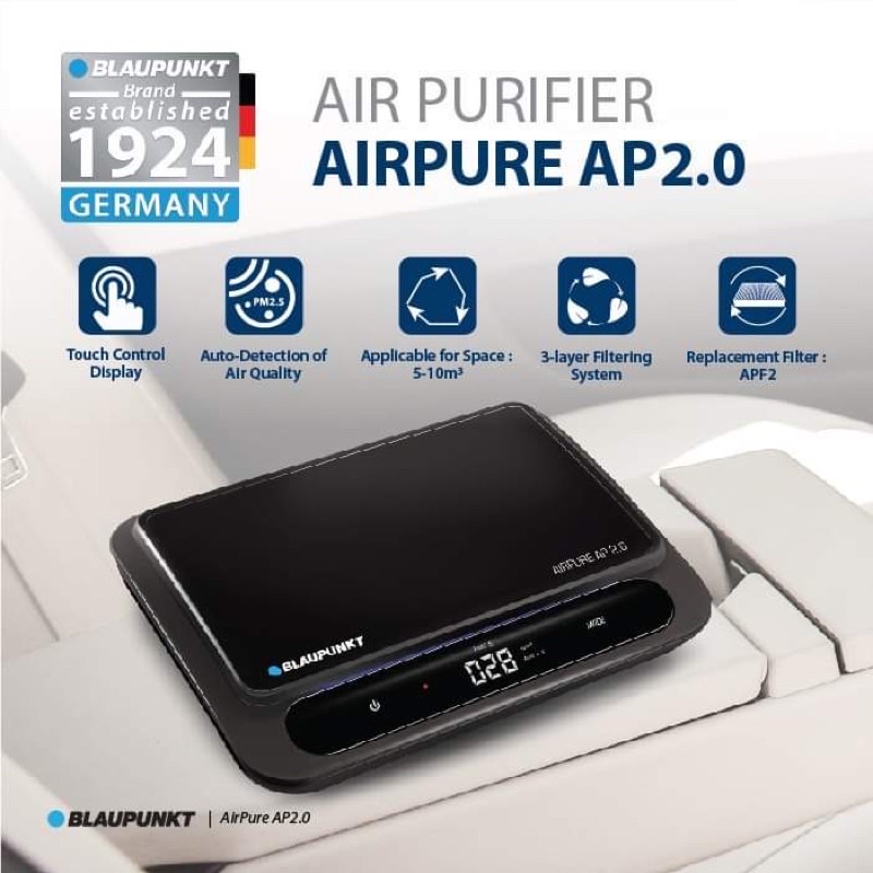 BLAUPUNKT เครื่องฟอกอากาศในรถยนต์ รุ่น AIRPURE AP 2.0 กรองฝุ่น PM2.5 ได้