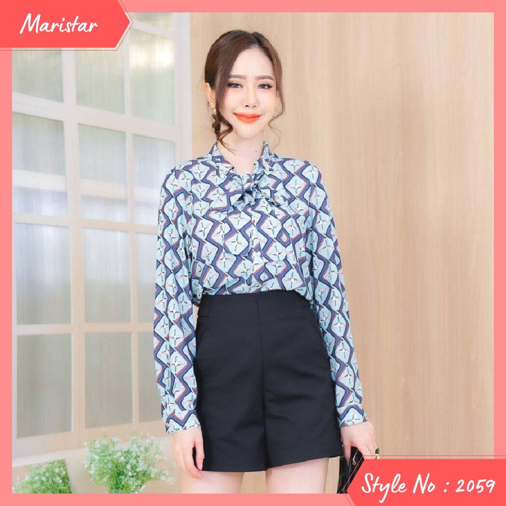 Maristar : No.2059 เสื้อแขนยาวพิมพ์ลาย | Printed Long Sleeve Blouse