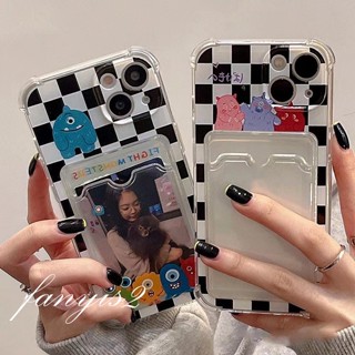 🥳Hot Sale🌈 Huawei Y9 Prime 2019 Y9A Y9S Y7A Y6P Nova 7i 8i 4E 3i P30 Lite Card Holder Case Cute cartoon Couple Plaid transparent phone case soft Lens protection back cover