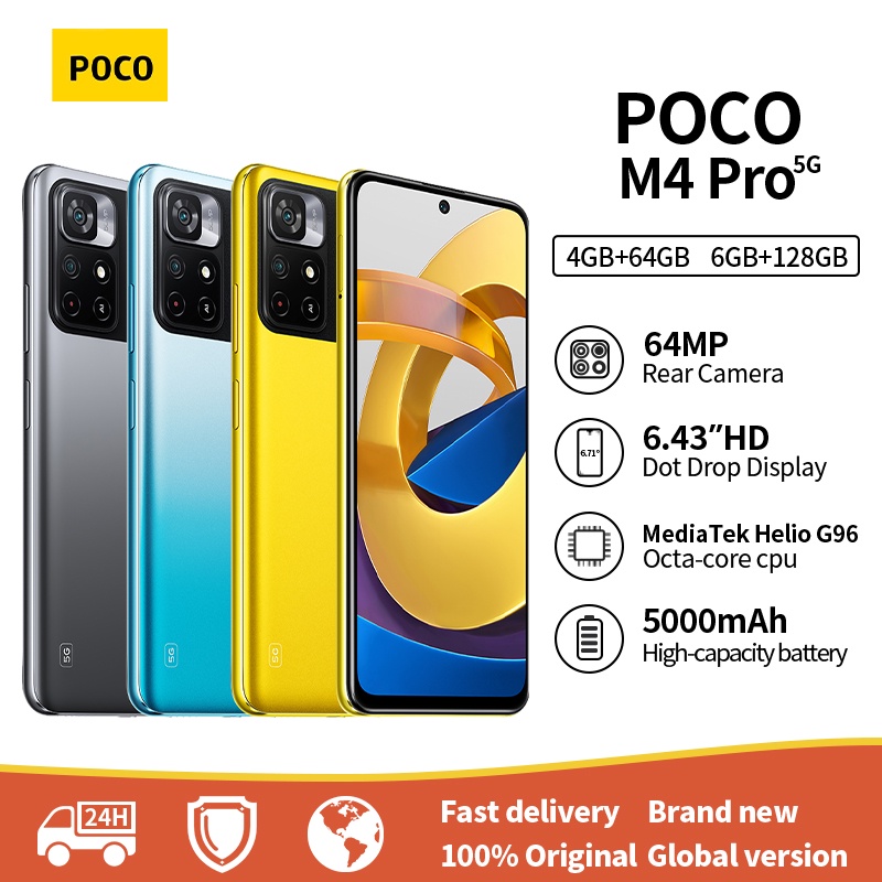 Global Version POCO M4 Pro 5G สมาร์ทโฟน 64GB/128GB ROM MTK ขนาด 810 90Hz 6.6 "DotDisplay 50MP 5000mAh แบตเตอรี่ Xiaomi Smartphone