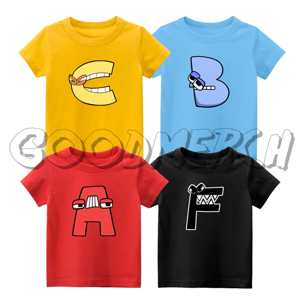 CHILDRENS CLOTHES เสื้อยืด ALPHABET CHARACTERS LORE ABCDEFGHIJKLMNOPQRSTUPVYZ