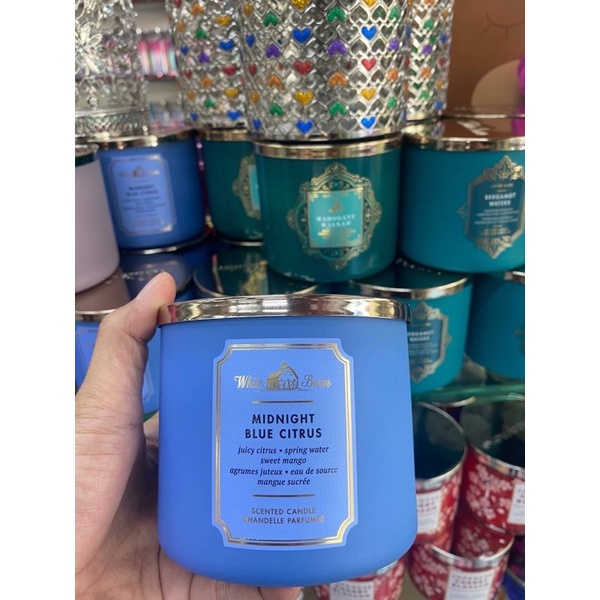 Bath & body works กลิ่น midnight blue citrus 411g. เทียนหอม ของแท้