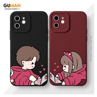 GUMAN เคสคู่ เคสไอโฟน คู่รัก กันกระแทกซิลิโคนนุ่มการ์ตูนน่ารักตลก เคสโทรศัพท์ สีดำ Compatible for iPhone 14 13 12 11 Pro Max SE 2020 X XR XS 8 7 6 6S Plus พลัส XYM1401