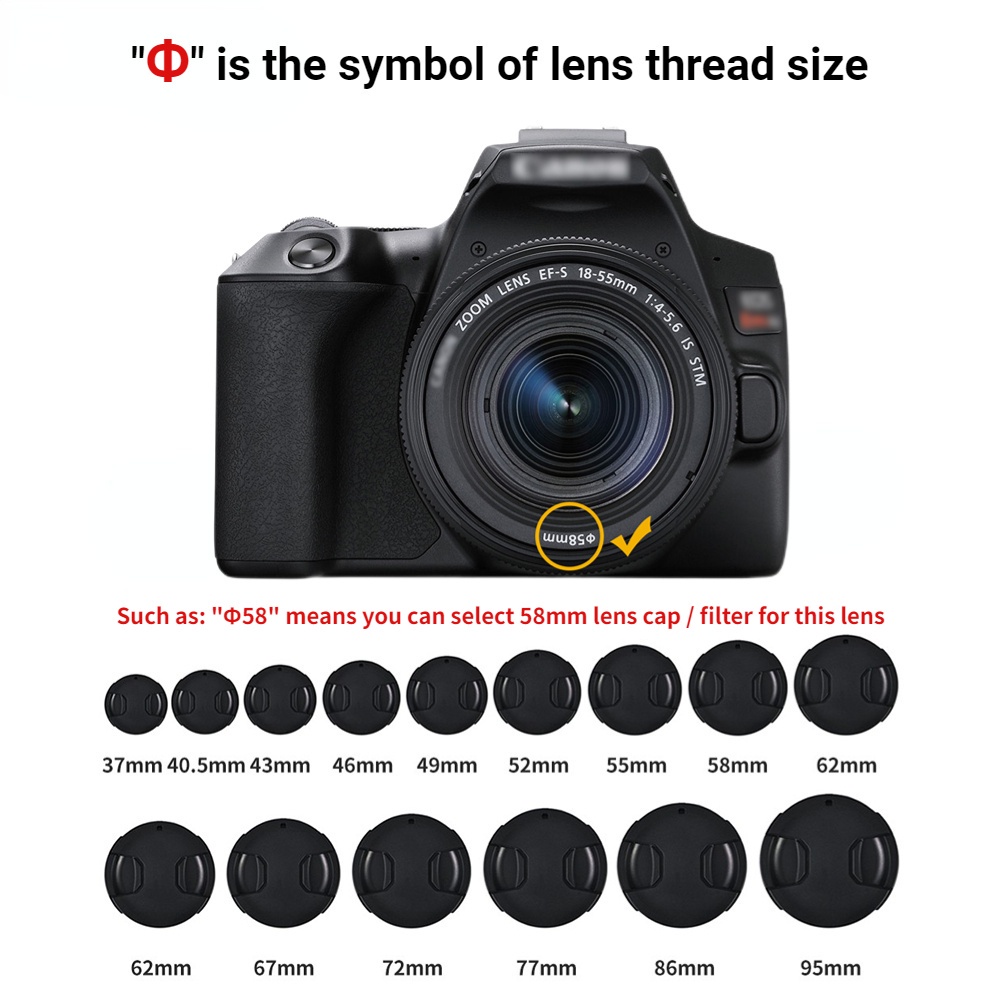 ฝาครอบเลนส์กล้อง ด้านหน้า 37-95 มม. พร้อมสายคล้อง สําหรับกล้อง DSLR 37 40.5 43 46 49 52 55 58 62 67 72 77 82 86 95 มม.