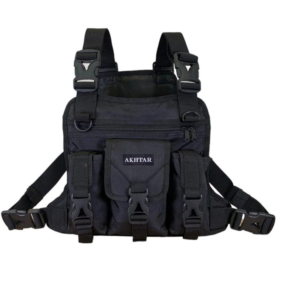 Hitam ล่าสุด NR-59 สีดํา POLICE ORIGINAL TACTICAL ARMY เสื้อกั๊กกระเป๋าคาดหน้าอก