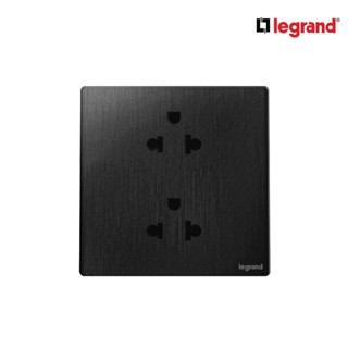 Legrand ปลั๊กเต้ารับคู่ Aluminium, 1G EURO-US 16A 2x2P+EARTH SOCKET สีดำเงา รุ่น Mallia Sense l 281104BB l Ucanbuys