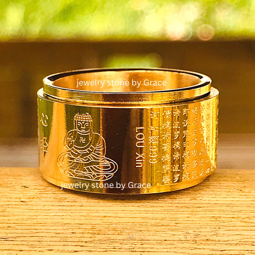 แหวนพระสูตร หมุนได้ ลายพระสังกัจจายน์ สแตนเลส18k มีสีเงิน สีทอง