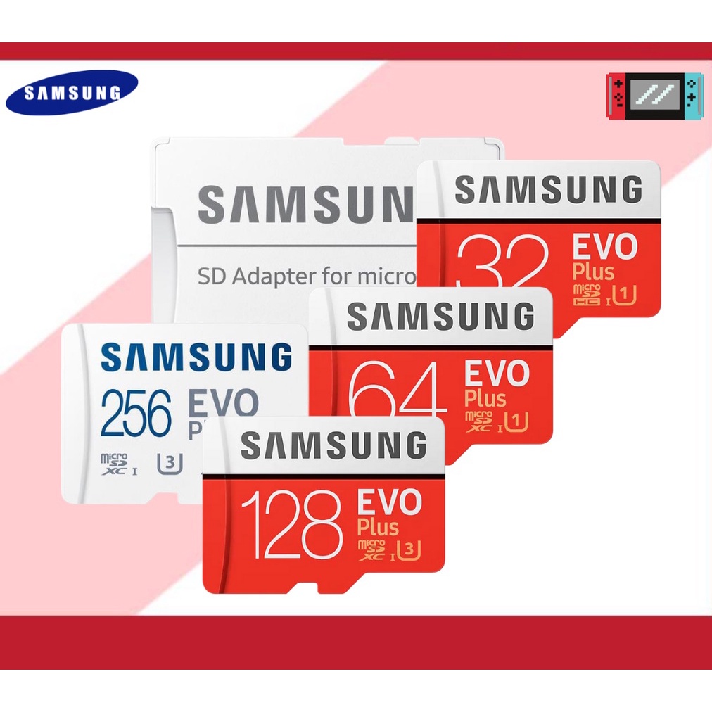 การ์ดหน่วยความจํา SAMSUNG 256GB 32G 128GB 64GB 512G SDHC SDXC Grade EVO+ C10 UHS TF Flash SD Cards