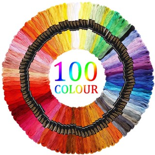 100 ชิ้น ด้ายปักครอสติช ที่มีสีสัน ด้ายปัก ไหมขัดฟัน Benang Sulaman ด้ายปักครอสติส