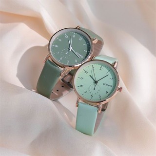Ulzzang นาฬิกาข้อมือ สีเขียว หรูหรา สไตล์เรโทร ฤดูร้อน สําหร…