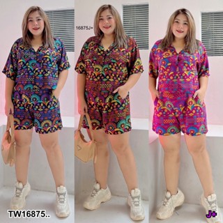 16875 เซท 2 ชิ้น #Bigsize เสื้อเชิ้ตแขนสั้น + กางเกงขาสั้น Set of 2 pieces #Bigsize. Short sleeve shirt + shorts.