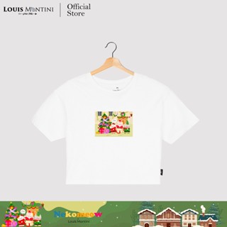 Louis Montini (Nekomeow) เสื้อครอปผู้หญิง 100% Cotton Women Crop tops (Christmas Meow Ver.2) LMTS21