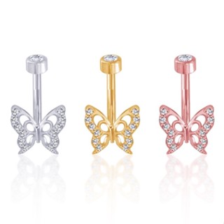 PiercingRoomByJay  Butterfly CZ Diamond Sterling Silver Belly Ring จิวสะดือ ผีเสื้อ เงินแท้