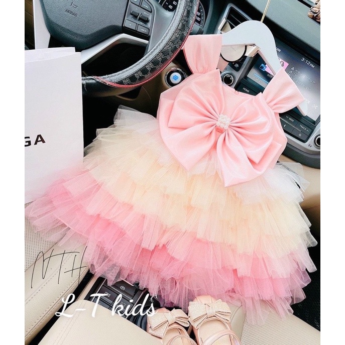 DRESS KEMBANG FREE RIBBON 6เดือน-6y (รหัส F)