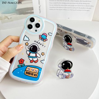 Infinix Smart 4 5 6 Note 8 10 11 12 G96 G88 Plus X653 X692 X693 X695 สำหรับ Cartoon Astronaut Wave Bracket เคส เคสโทรศัพท์ เคสมือถือ Full Back Cover Soft Case Protective Shockproof Casing