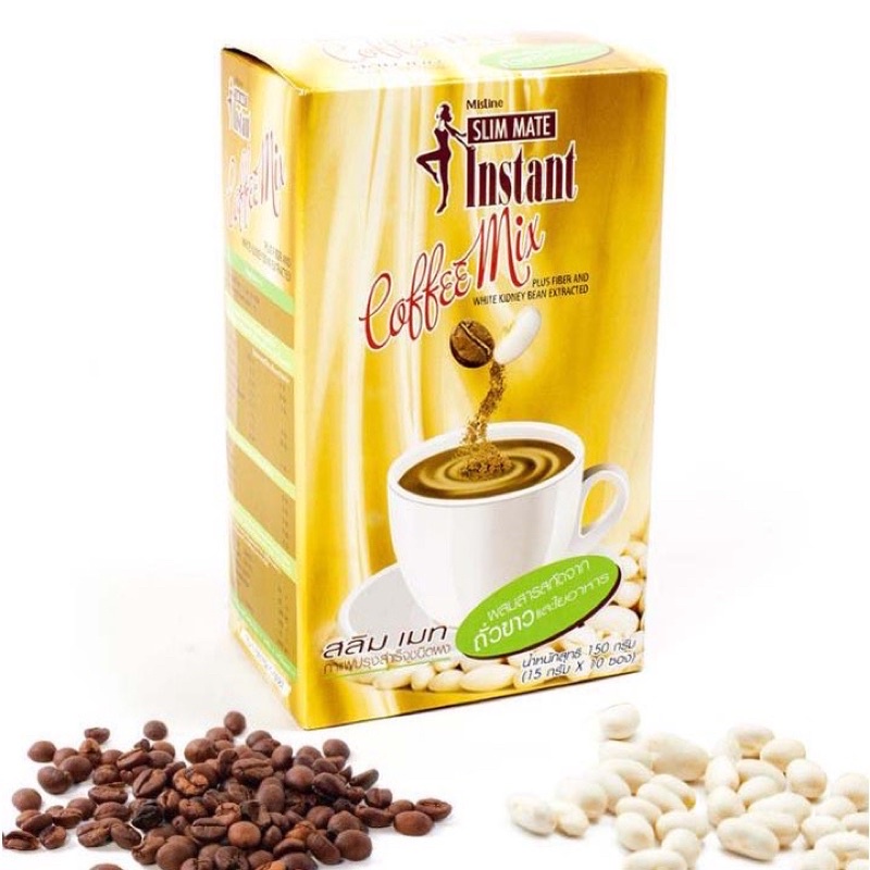 Coffee 89 บาท Mistine กาแฟสูตรถั่วขาว 150g. มิสทิน สลิม เมท อินสแตนท์ คอฟฟี่ มิกซ์ กาแฟลดน้ำหนัก 1 กล่อง มี 10 ซอง Food & Beverages