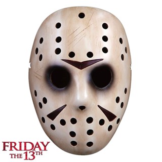 Hockey Mask หน้ากาก ฮอกกี้ Friday The 13 th วันศุกร์ที่ Jason Voorhees เจสัน วอร์ฮีส์ สีขาวลายดำ วัสดุ Fiberglass Hat