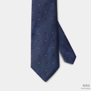 Navy Flower Red&amp;Burgundy 3 Inch Necktie-เนคไทสีกรมลายดอกไม้สีแดง