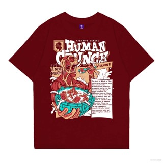 เสื้อยืดแขนสั้นลําลอง ทรงหลวม พิมพ์ลายอนิเมะ Attack on Titan HUMAN CRUNCH พลัสไซซ์ สําหรับผู้ชาย และผู้หญิง Ag1