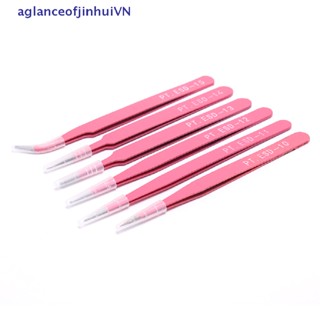 [aglanceofjinhui] Professional pink Eyebrow Tweezers Hair Beauty Slanted Stainless Steel Tweezer [ZKM]