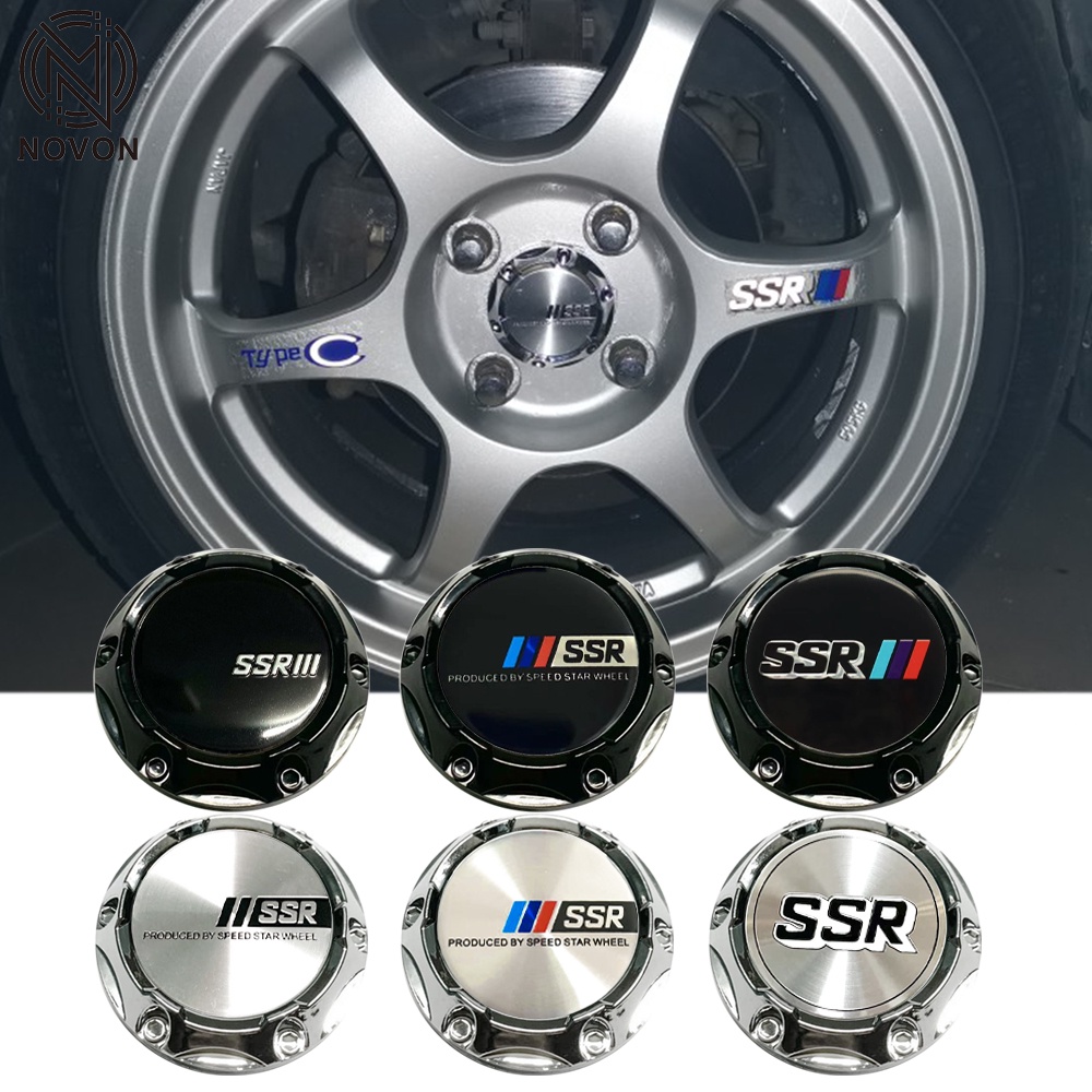 1pc 64mm SSR center caps hubk สัญลักษณ์ล้อ hubcaps สีดํา & chrome 56mm คลิปฝาครอบขอบล้อรถ