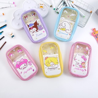 SANRIO กระเป๋าดินสอ ขนาดใหญ่ จุของได้เยอะ ลาย Hello Kitty Melody Kuromi LittleTwinStars Cinnamoroll PompomPurin BADBADTZ-MARU Keroppi สําหรับนักเรียน