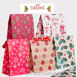 ถุงกระดาษใส่ขนม 🎄🍁🎄ถุงใส่ลูกอม #คริสต์มาส#ถุงโกรเซอรี่ ขนาด23x12x7.5cm แพค4ใบ