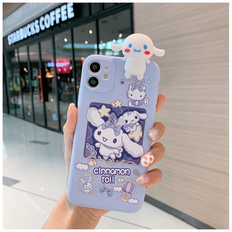 For Samsung Galaxy A55 A35 A25 A15 A05S A24 S24 Ultra S23 S22 S21 S20 FE M14 M23 A04S A13 A33 A53 A73 A03 S10 S9 S8 Plus Note 8 9 20 10 Lite เคสโทรศัพท์มือถือ ลายการ์ตูนชินนาม่อนโรลน่ารัก สีฟ้า สีขาว สําหรับ