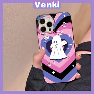 VENKI - Case iPhone 14 Pro Max Soft TPU Candy Case Pink Love Cute Ghost Glossy Black Case Camera Protection Shockproof For iPhone 13 12 11 Plus Pro Max 7 Plus X XR