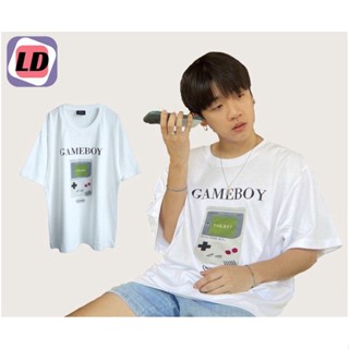 LD THEBOY-GAMEBOY KITTYUMBS เสื้อยืดโอเวอร์ไซส์ไหล่ตก เสื้อยืดคอกลม