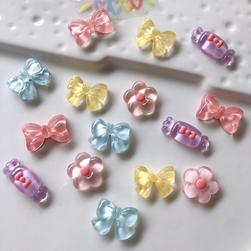 การ์ตูน Candy Jibbits Bowknot Jibitz Charm ดอกไม้เรซิ่น Jibits รองเท้าแตะ อุปกรณ์เสริมรองเท้า Charms Pins ตกแต่งสําหรับเด็ก
