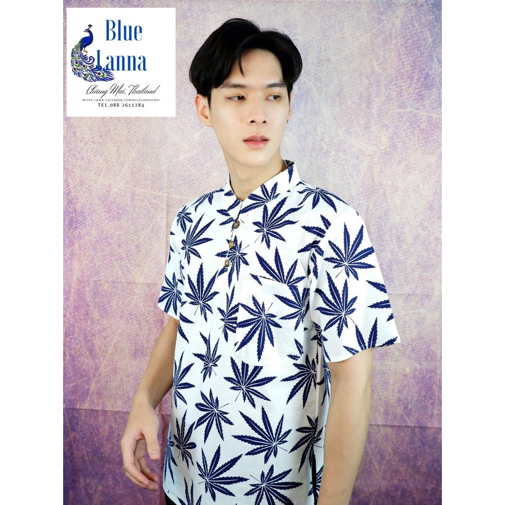 เสื้อผู้ชายคอจีนผ้าฝ้ายเมืองเหนือพิมพ์ลาย - รูปที่ 4