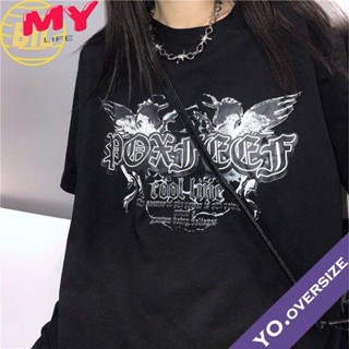 LIFE BIL Yo.oversize 20041 เสื้อยืดโอเวอร์ไซส์ oversize ลายตัวอักษร เท่ ๆ aesthetic