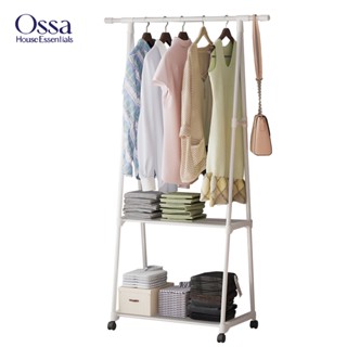 Ossa [ชั้นวางผ้ากันน้ำ] ที่แขวนเสื้อH11 ราวตากผ้าเหล็ก ราวมินิมอล มีล้อเลื่อนเคลื่อนที่ได้ ที่เเขวนกระเป๋ามีชั้นวางของ