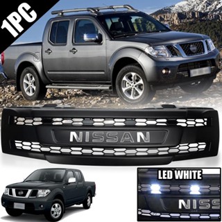 กระจังหน้า รุ่น นิสสัน นาวารา ฟรอนเทียร์ NISSAN NAVARA D40 ปี 2006 - 2012 โลโก้ สีโครเมียม พร้อมไฟLED+สายไฟ จำนวน 1 ชุด