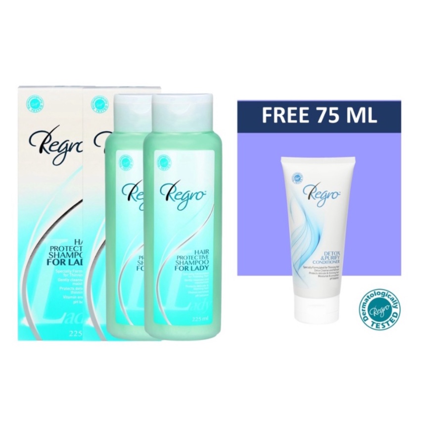 Regro Shampoo Lady Pack 2 free Conditioner 75 ML รีโกรว์ ชุดแชมพู ลดผม