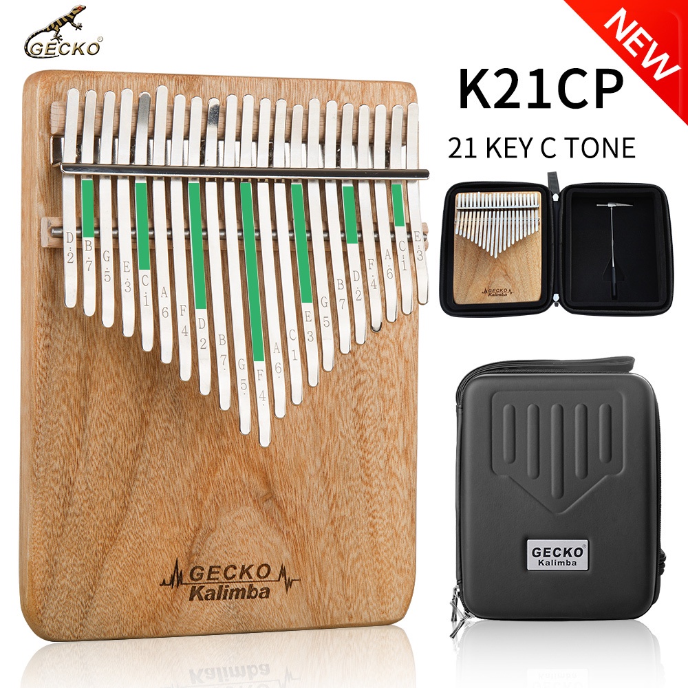 GECKO Kalimba 21-Key Camphor Wood Thumb Piano Musical Instrument ...