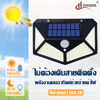 Hivison ไฟติดผนัง solar LED ไฟโซล่าเซลล์ โซล่าเซลล์ solar light solar cell หลอดไฟโซล่าเซล โคมไฟโซลาร์เซลล์ SOLAR