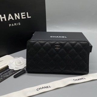 🔥🔥 New Chanel 💯กระเป๋าตังค์ ขนาด 19cm. งาน : ออริ รุ่นซิบรอบ กระเป๋าตังค์ ใส่แบงค์ ใส่เหรียญ ใส่บัตร หนังแท้ งานสวยมาก🔥🔥