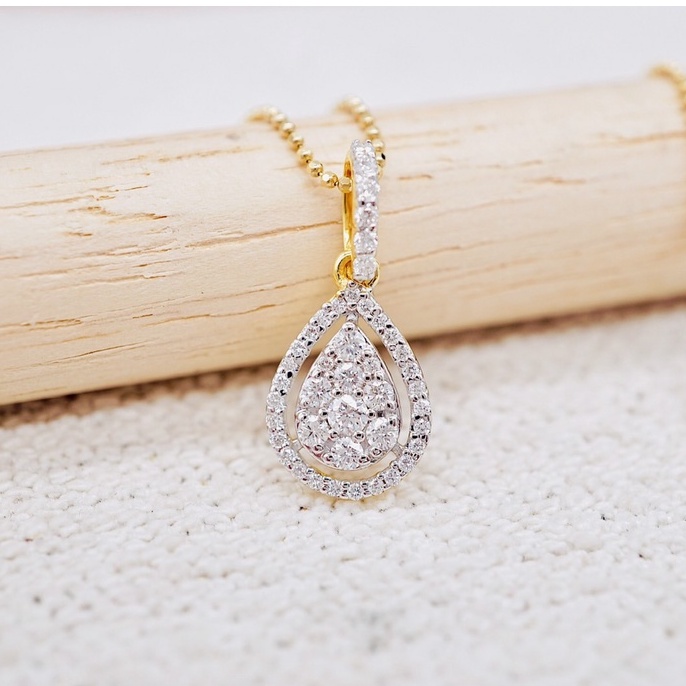 [ PCPY Jewelry ] จี้เพชรแท้ 💎 ทองคำแท้9K (ทอง37.5%) เพชรแท้น้ำ100 เบลเยี่ยมคัต [9KPP633]