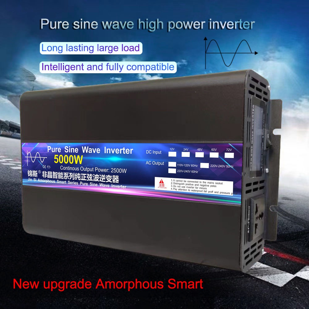 Pure Sine Wave Power Inverter 4000W 5000W DC 12V 24V 48V To AC220V ...