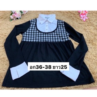 Clearance Sales Itemดำต้องมี🌹Hot💥ลดราคาBlack shirt Korea Style ดำเำปกขาวมากๆ งานดีน่ารักอก36-38”