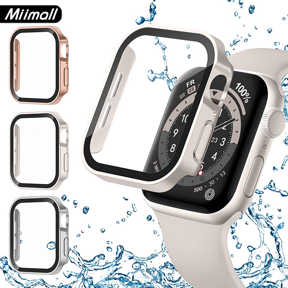 [รับประกัน] Miimall เคสเข้ากันได้ iwatch 9 8 7 เคสแอปเปิ้ลวอช 6 7 8  กรอบแอปเปิ้ลวอช SE เคสกันน้ำเข้ากันได้ iwatch เคสกันกระแทกสําหรับเข้ากันได้ แอปเปิ้ลวอช series 7 41 มม. 45 มม.