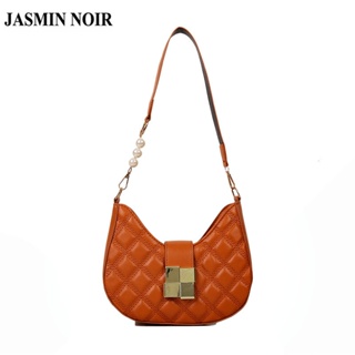 Jasmin NOIR ลายสก๊อต ผ้าห่ม ผู้หญิง กระเป๋าสะพายไหล่ ล็อค กระเป๋าสะพายข้าง กระเป๋าถือ ครึ่งดวงจันทร์