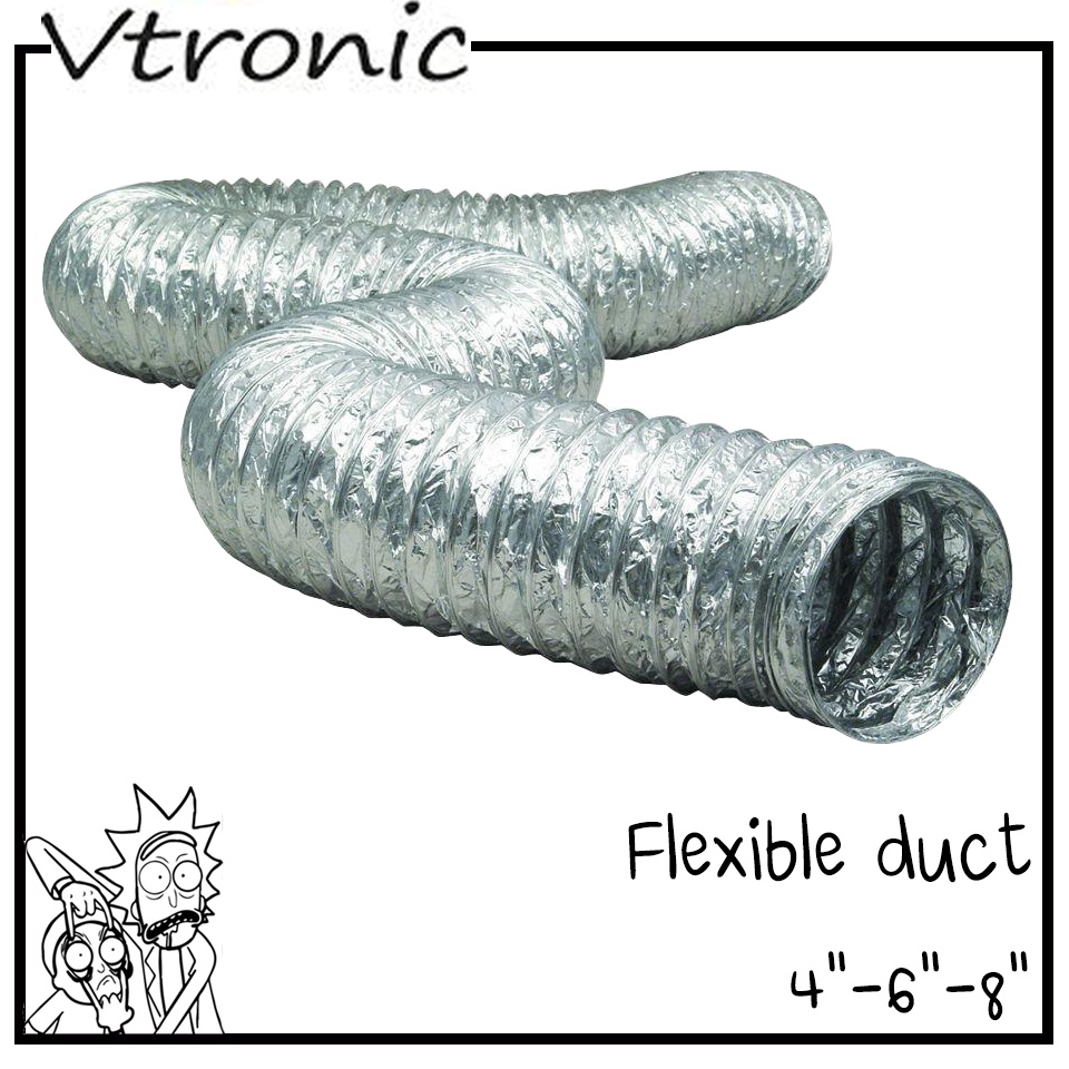[ส่งจากไทย] ท่อ Flex ท่อยืด-หด Flex 4 / 6 / 8 นิ้ว สำหรับท่อ PVC ยาว 2 เมตร Flexible Aluminium ท่อฟร
