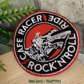 Cafe Rock and Roll ตัวรีดติดเสื้อ อาร์มรีด อาร์มปัก ตกแต่งเสื้อผ้า หมวก กระเป๋า แจ๊คเก็ตยีนส์ Racing Embroidered Iron...