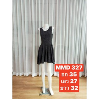 MMD 327 ชุดเดรสทำงาน สีดำ คอกลม แขนกุด  ใส่ด้านในสูท ไอเทมที่สาวออฟฟิศควรมี เอวจั้ม กระโปร่งบาน พร้อมส่ง