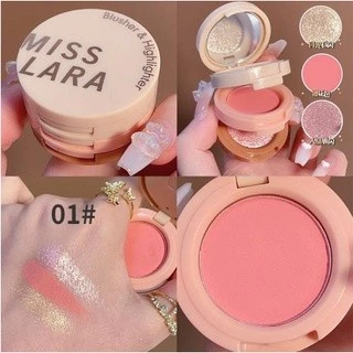 Miss Lara บลัชออน ไฮไลท์ และ อายแชโดว์ ปัดแก้ม เซ็ต 3 สี ในตลับเดียว สวยทุกสี มีชิมเมอร์ 1 ชั้นทั้ง 2 ตลับ