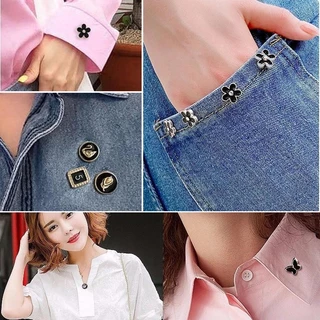 10/50 ชิ้น/เซ็ตผู้หญิงแฟชั่นเสื้อมุกปุ่มฟรีจักรเย็บผ้าเข็มกลัดปุ่มเสื้อผ้าอุปกรณ์ตกแต่งชุด butang baju melayu