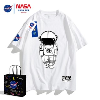 👕T-Shirt🎐เสื้อยืด👕Mi.T.Yo🚀NASAผ้าฝ้ายแขนยาวTเสื้อนักบินอวกาศพิมพ์T-SHIRTนักบินอวกาศคู่เสื้อ FFcf